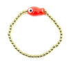 Ashley Gold Stainless Steel Gold Plated Ball Beaded Stretch Enamel Fish Design Bracelet