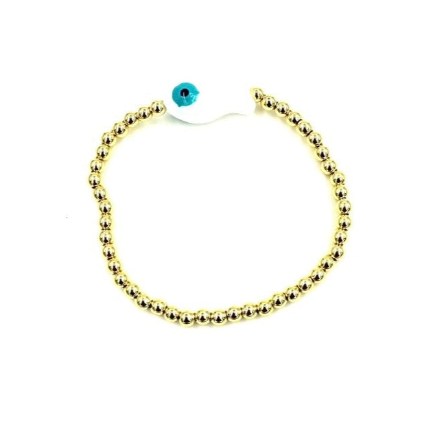 Ashley Gold Stainless Steel Gold Plated Ball Beaded Stretch Enamel Fish Design Bracelet