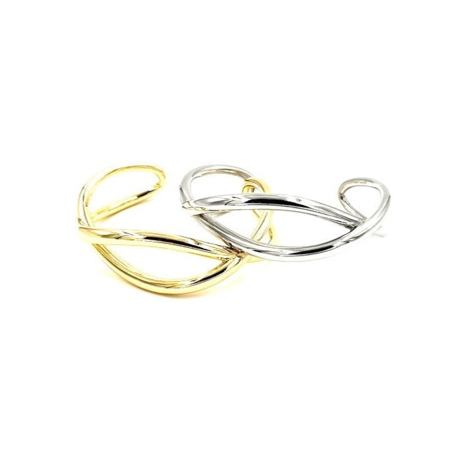 Ashley Gold Stainless Steel Swirl Design Bangle Bracelet