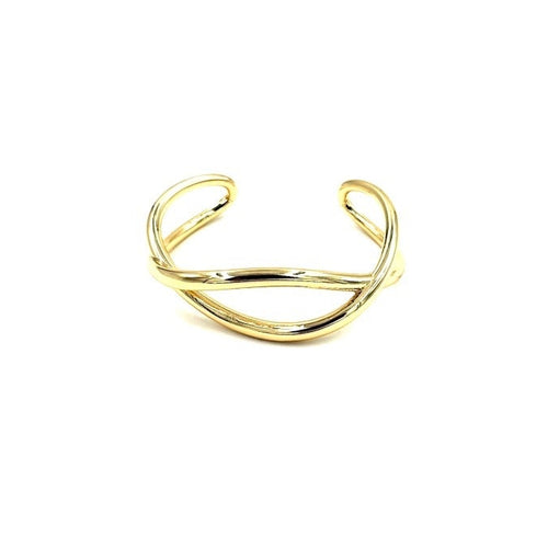 Ashley Gold Stainless Steel Swirl Design Bangle Bracelet