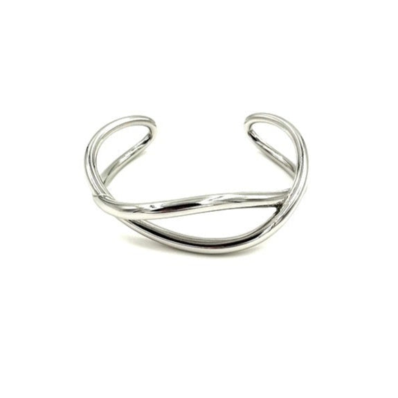 Ashley Gold Stainless Steel Swirl Design Bangle Bracelet