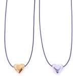 Ashley Gold Stainless Steel Puffy Heart Adjustable Rope Necklace