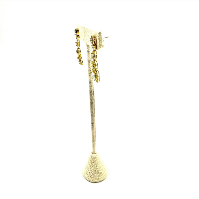 Ashley Gold Stainless Steel Round And Emerald Cut CZ Drop Earrings