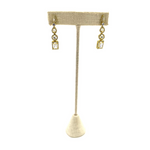Ashley Gold Stainless Steel Round And Emerald Cut CZ Drop Earrings