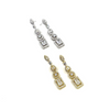 Ashley Gold Stainless Steel Round And Emerald Cut CZ Drop Earrings