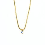 Ashley Gold Stainless Steel Gold Plated Blue Enamel Evil Eye Charm Beaded Necklace