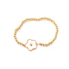 Ashley Gold Stainless Steel Gold Plated Flower Enamel Stretch Ball Beaded Bracelet