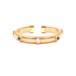 Ashley Gold Stainless Steel Gold Plated Enamel Shaped Design Slinky Bangle Bracelet