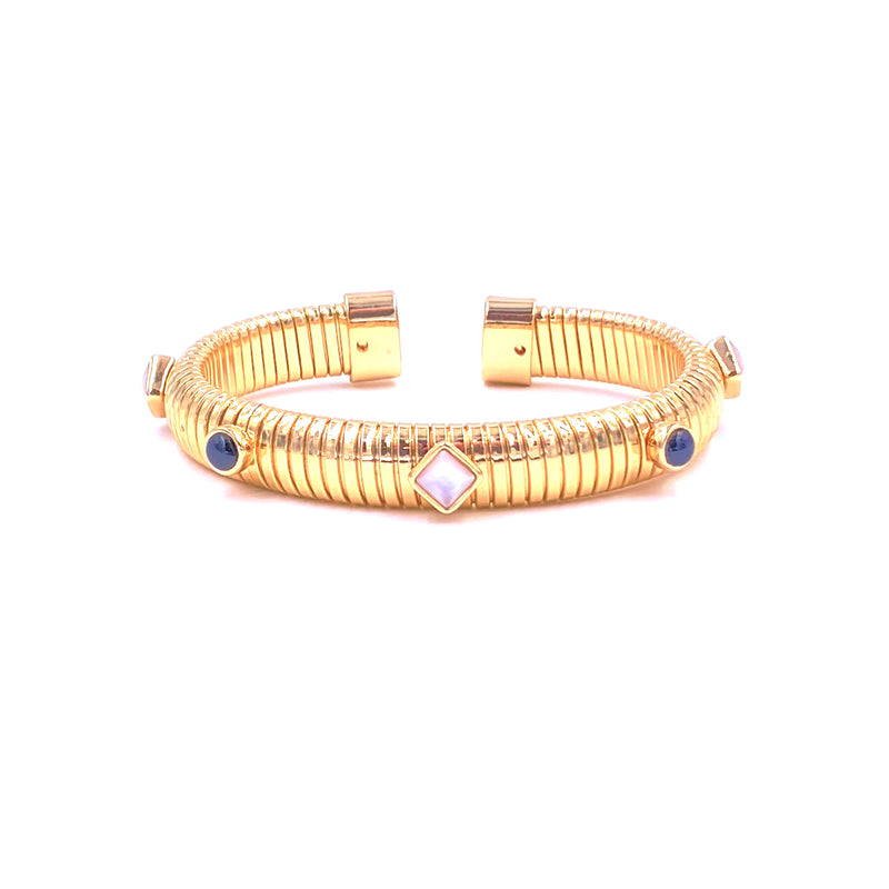 Ashley Gold Stainless Steel Gold Plated Enamel Shaped Design Slinky Ba Ashley Gold Stainless Steel Gold Plated Enamel Shaped Design Slinky Ba