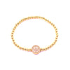 Ashley Gold Stainless Steel Gold Plated Beaded Stretch Ball Smile Bracelet