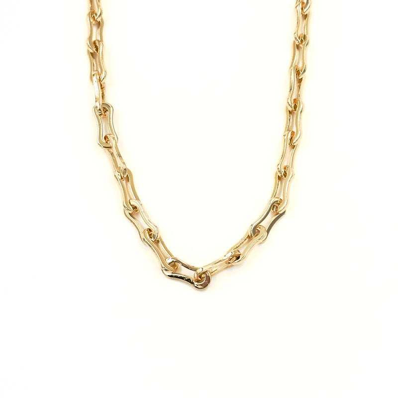 Ashley Gold Stainless Steel Gold Plated Pinched Link Chain Design Necklace