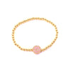 Ashley Gold Stainless Steel Gold Plated Beaded Stretch Ball Smile Bracelet