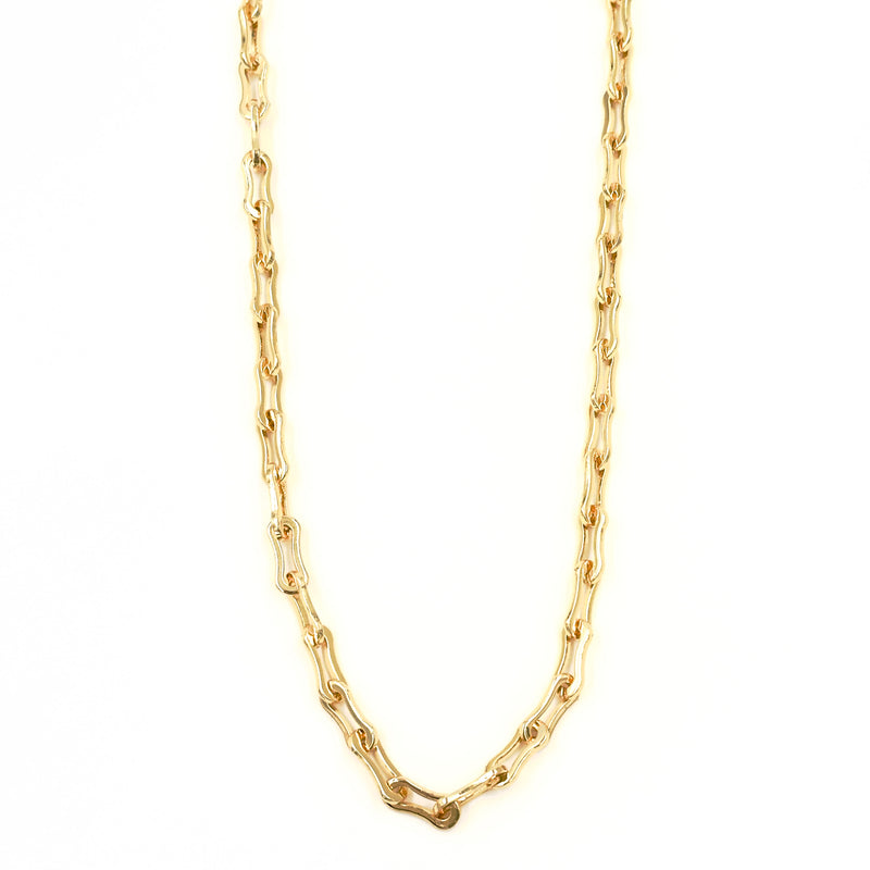 Ashley Gold Stainless Steel Gold Plated Pinched Link Chain Design Necklace