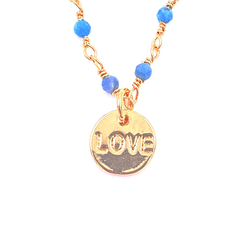 Ashley Gold Stainless Steel Gold Plated Beaded Chain And Love Charm Necklace
