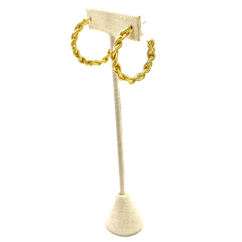Ashley Gold Stainless Steel Gold Plated Twisted Rope Design Hoop Earrings