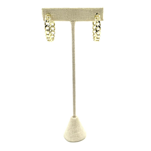 Ashley Gold Stainless Steel Gold Plated Link Design 1.5" Hoop Earrings