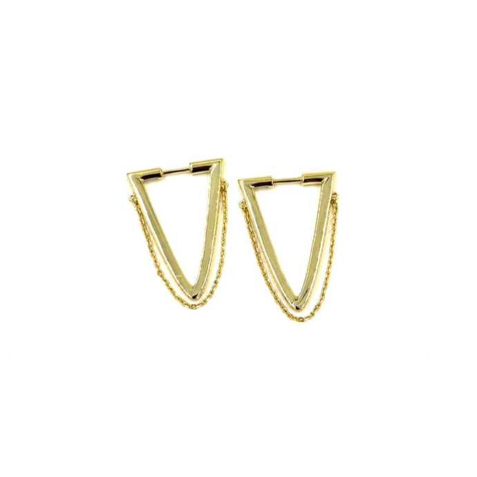 Ashley Gold Stainless Steel Gold Plated Double Triangle Layer Hoop Earrings