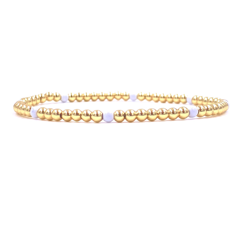 Ashley Gold Stainless Steel Gold Plated 8 Enamel Ball Beaded Stretch Bracelet