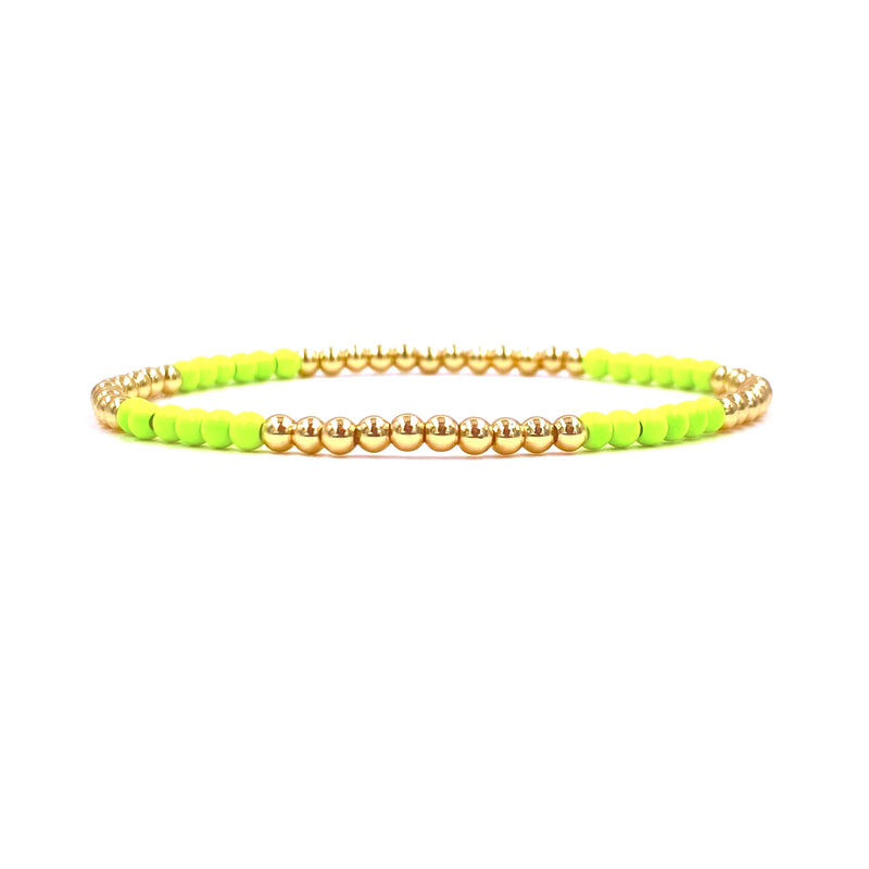 Ashley Gold Stainless Steel Gold Plated Assorted Yellow Enamel Ball Beaded Stretch Bracelet