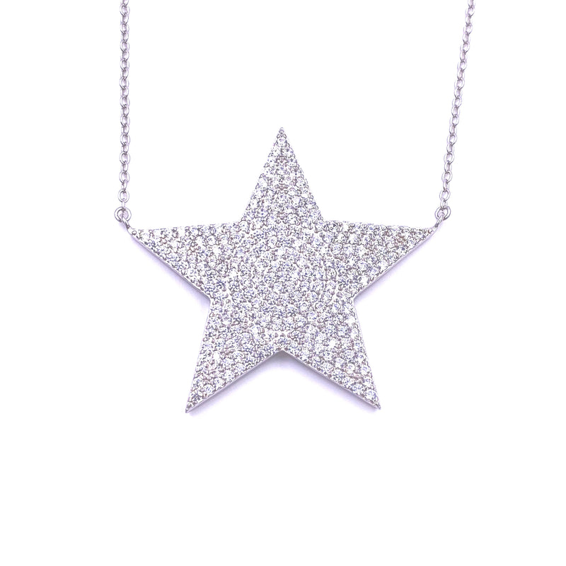 Ashley Gold Sterling Silver Large CZ Star Pendent Necklace