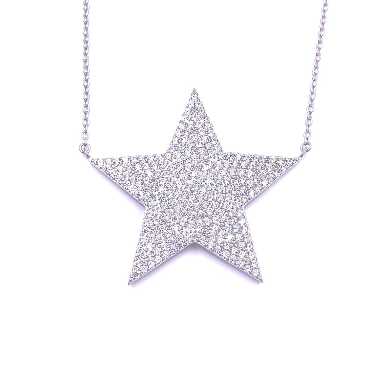 Ashley Gold Sterling Silver Large CZ Star Pendant Necklace Ashley Gold Sterling Silver Large CZ Star Pendant Necklace