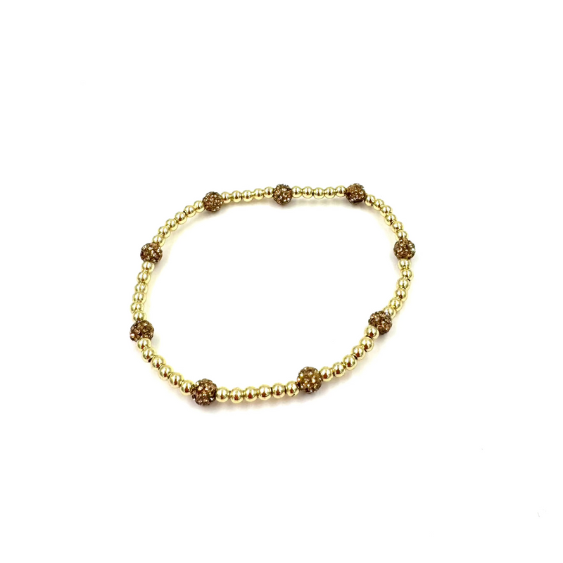 Ashley Gold Stainless Steel Gold Plated Assorted CZ Assorted Ball Cluster Stretch Beaded Design Bracelet