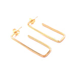Ashley Gold Stainless Steel Gold Plated Open Rectangle Hoop Earrings