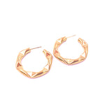 Ashley Gold Stainless Steel Gold Plated Edgy Shape Design Hoop Earrings