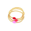 Ashley Gold Stainless Steel Gold Plated Enamel Stretch Lip Beaded Ball Bracelet