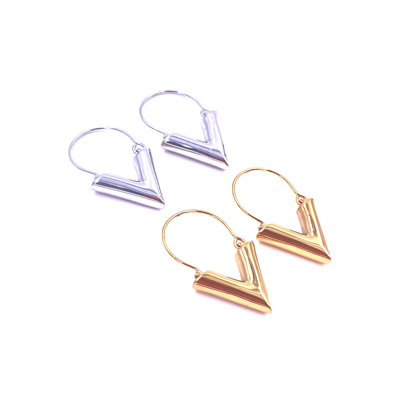 Ashley Gold Stainless Steel Gold Plated V Hoop Earrings