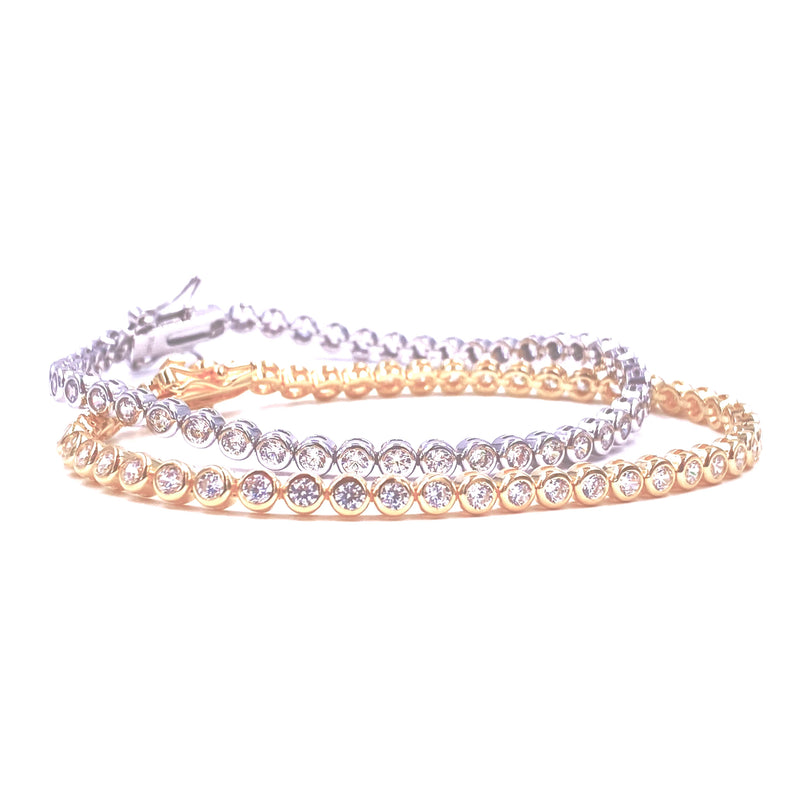 Ashley Gold Sterling Silver 5.00CTW Bezel Set Tennis Bracelet