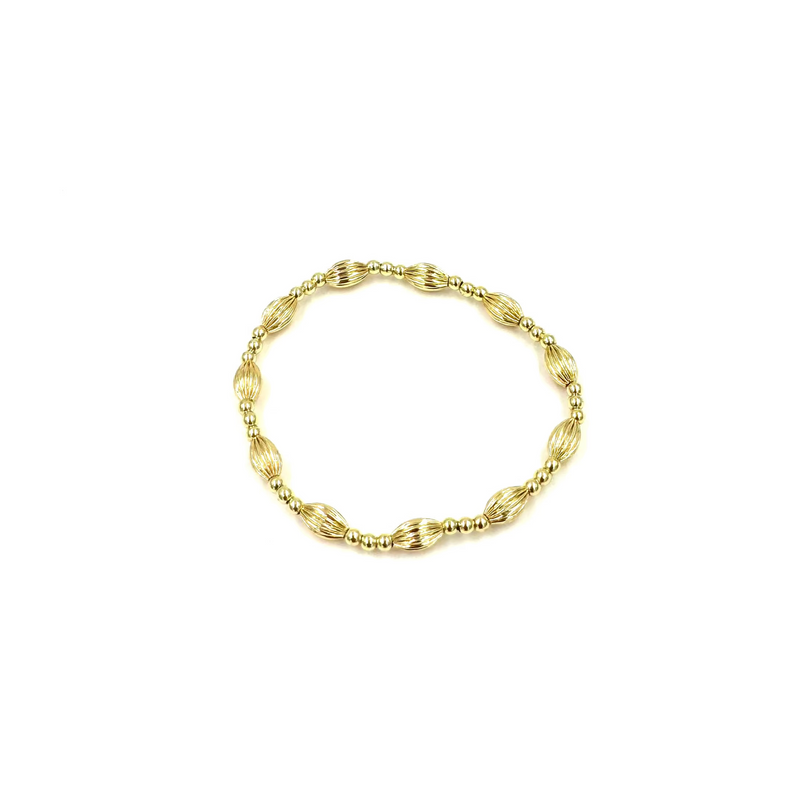 Ashley Gold Stainless Steel Oval Faceted Beaded Stretch Bracelet