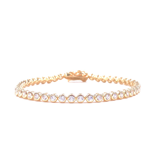 Ashley Gold Sterling Silver 5.00CTW Bezel Set Tennis Bracelet