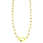 Ashley Gold Stainless Steel Neon Enamel Lock Necklace