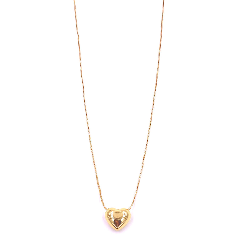 Ashley Gold Stainless Steel Gold Plated Puff Heart Necklace