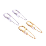 Ashley Gold Sterling Silver Gold Plated Baguette and Round CZ Hoop Chain Earrings