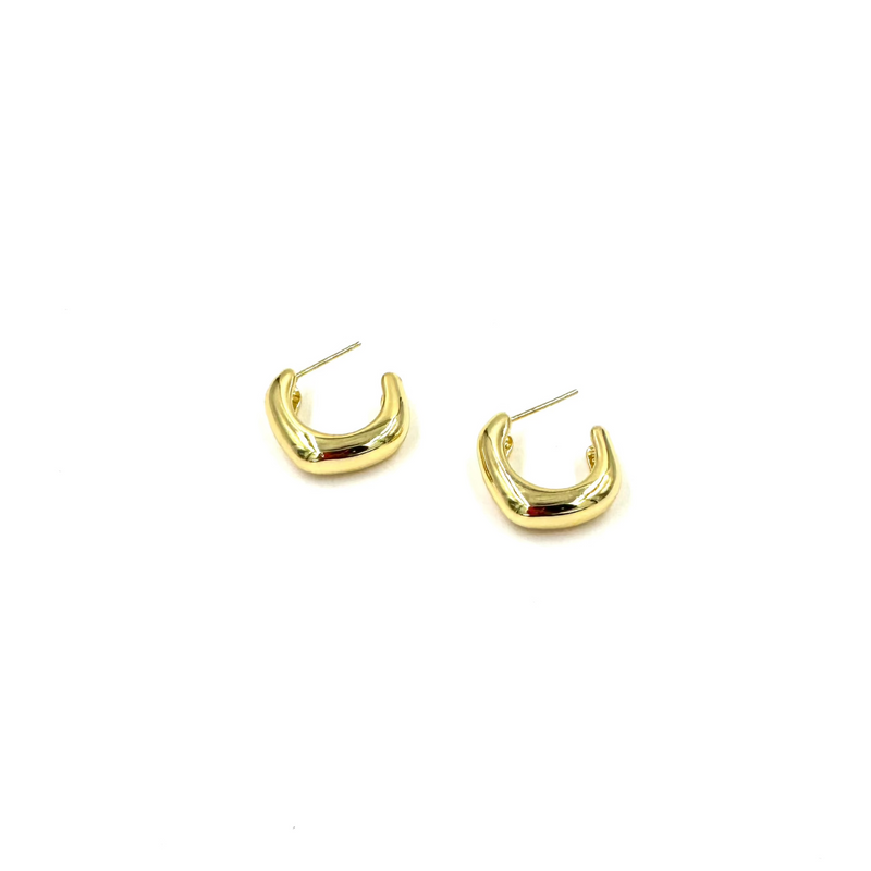 Ashley Gold Stainless Steel Gold Plated 1" Open Square Hoop Earrings