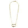 Ashley Gold Stainless Steel Gold Plated CZ Lock Link Chain Necklace