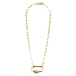 Ashley Gold Stainless Steel Gold Plated CZ Lock Link Chain Necklace