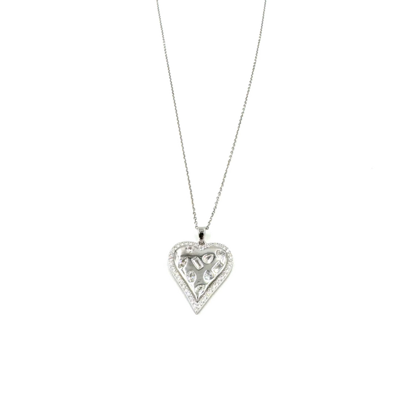 Ashley Gold Sterling Silver CZ Shape Heart Pendant Necklace