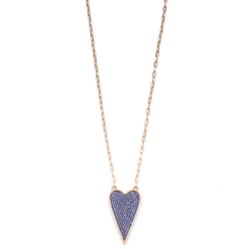 Ashley Gold Stainless Steel Gold Plated Encrusted Heart Pendant Necklace