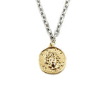 Ashley Gold Stainless Steel Gold Plated Twist Chain And Large Coin Pendant Necklace