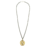 Ashley Gold Stainless Steel Gold Plated Twist Chain And Large Coin Pendant Necklace