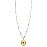 Ashley Gold Stainless Steel Gold Plated Two-Toned CZ Colored Evil Eye Pendent Necklace