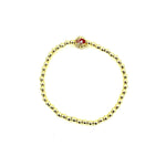 Ashley Gold Stainless Steel Gold Plated Ball Beaded Stretch Colored Enamel Hamsa Bracelet