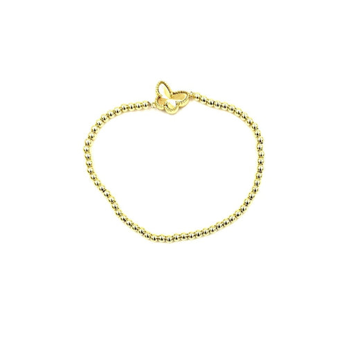 Ashly Gold Stainless Steel Gold Plated Ball Beaded Stretch Enamel Butterfly Bracelet