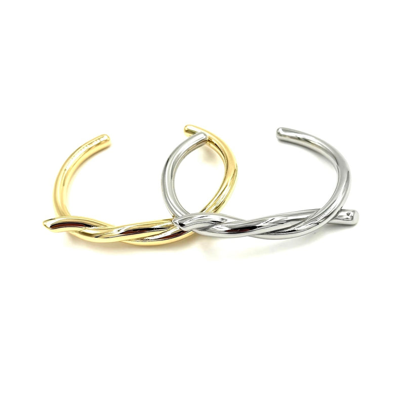 Ashley Gold Stainless Steel Open Bangle Twist Design Bracelet