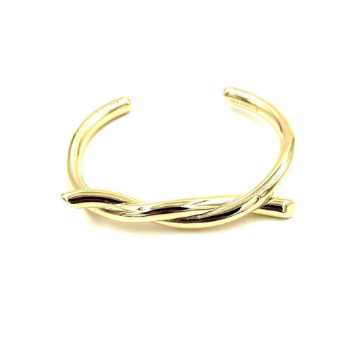 Ashley Gold Stainless Steel Open Bangle Twist Design Bracelet