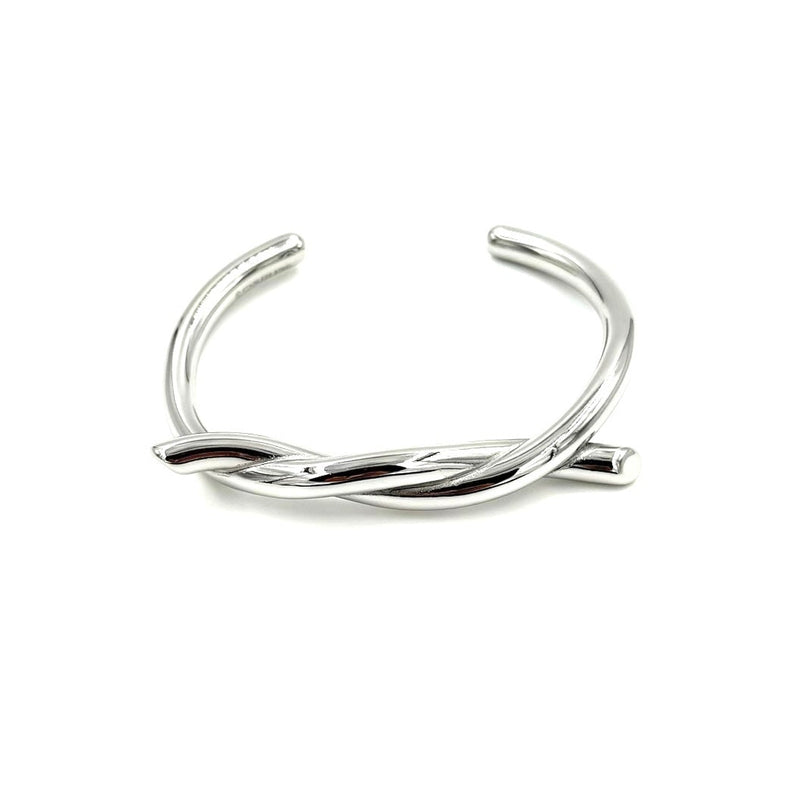 Ashley Gold Stainless Steel Open Bangle Twist Design Bracelet
