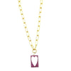 Ashley Gold Stainless Steel Gold Plated Link Design Pink CZ Heart Pendant Necklace